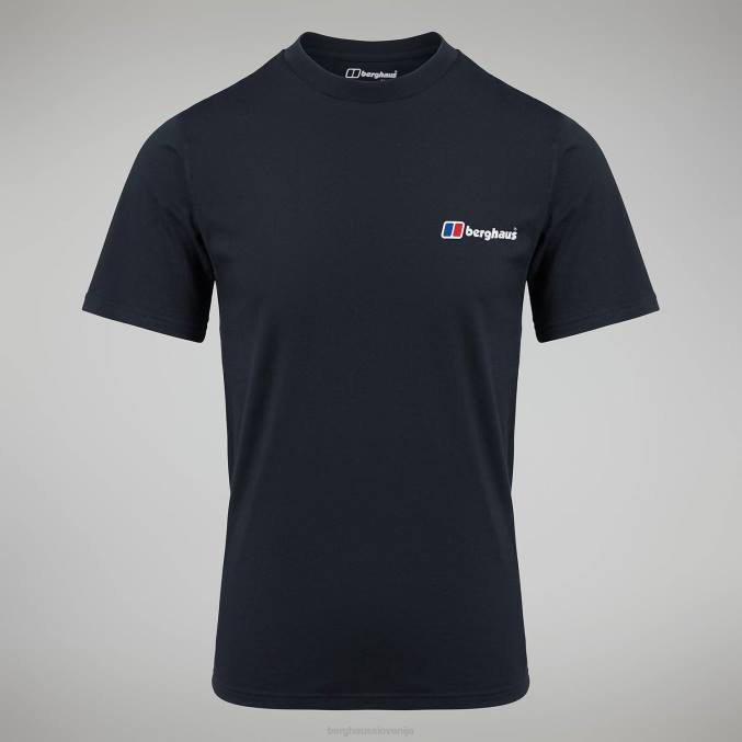 Berghaus moški organska majica z logotipom spredaj in zadaj 6JTH213 oblačila Črna