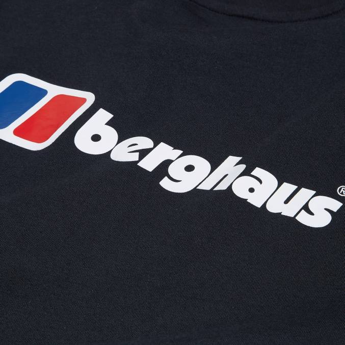 Berghaus moški organska majica z logotipom spredaj in zadaj 6JTH213 oblačila Črna