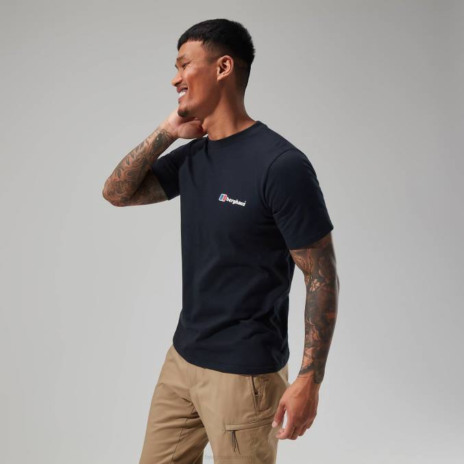 Berghaus moški organska majica z logotipom spredaj in zadaj 6JTH213 oblačila Črna