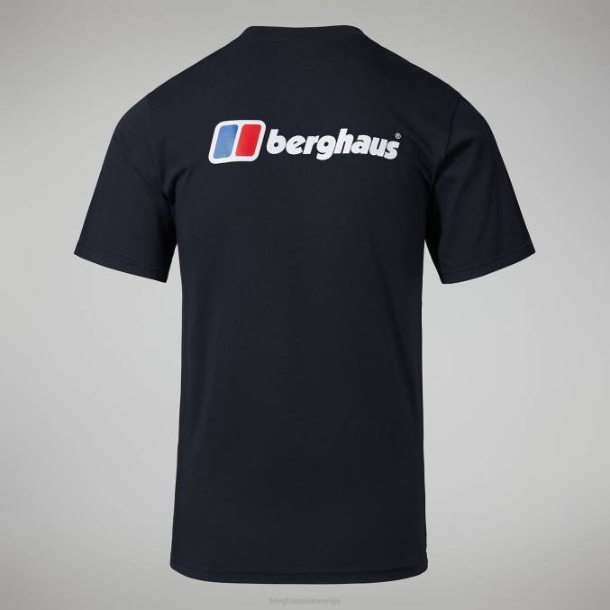 Berghaus moški organska majica z logotipom spredaj in zadaj 6JTH213 oblačila Črna