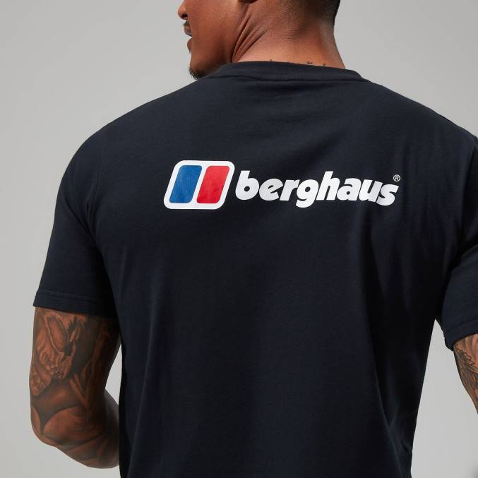 Berghaus moški organska majica z logotipom spredaj in zadaj 6JTH213 oblačila Črna