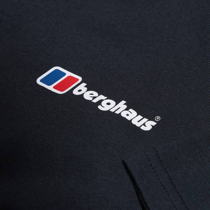 Berghaus moški organska majica z logotipom spredaj in zadaj 6JTH213 oblačila Črna
