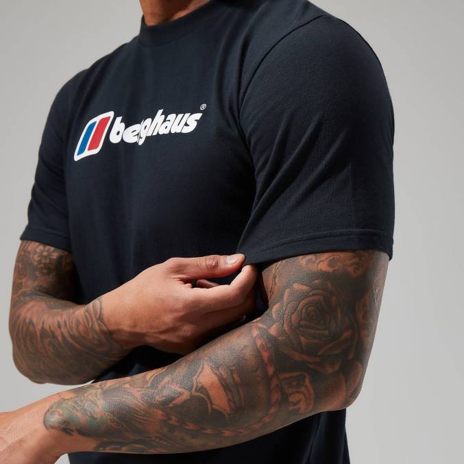 Berghaus moški organska majica z velikim klasičnim logotipom 6JTH205 oblačila Črna