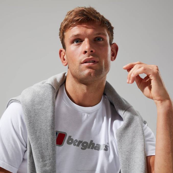 Berghaus moški organska majica z velikim klasičnim logotipom 6JTH206 oblačila bela