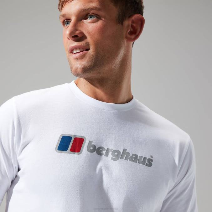 Berghaus moški organska majica z velikim klasičnim logotipom 6JTH206 oblačila bela