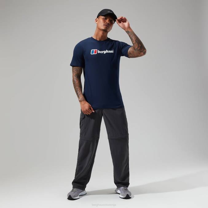 Berghaus moški organska majica z velikim klasičnim logotipom 6JTH207 oblačila temno modra
