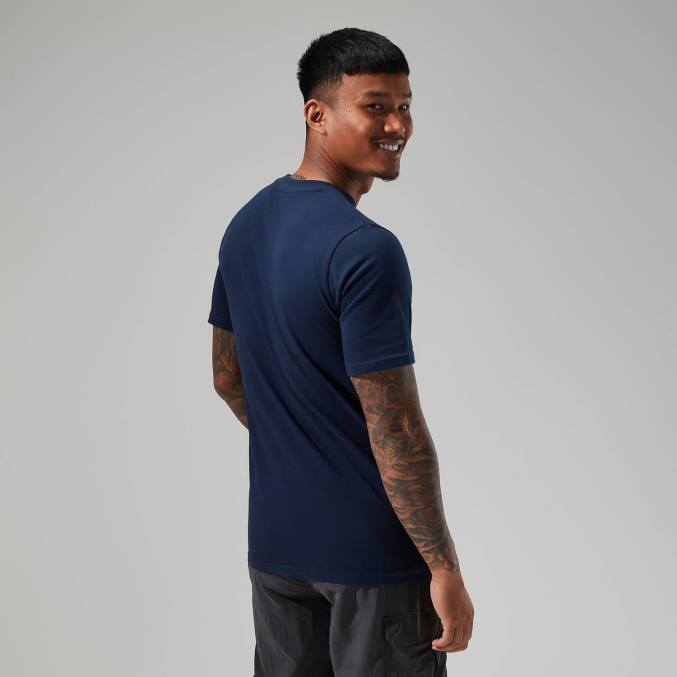 Berghaus moški organska majica z velikim klasičnim logotipom 6JTH207 oblačila temno modra