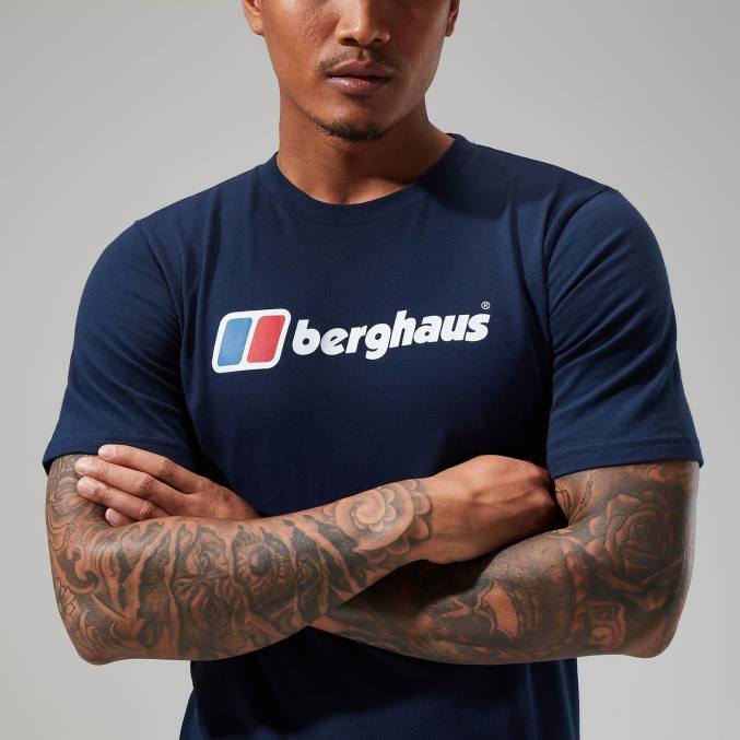 Berghaus moški organska majica z velikim klasičnim logotipom 6JTH207 oblačila temno modra