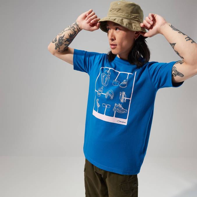 Berghaus moški pohodniška majica s kratkimi rokavi 6JTH178 oblačila modra