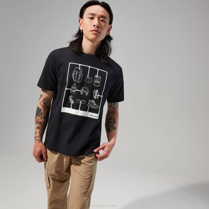 Berghaus moški pohodniška majica s kratkimi rokavi 6JTH181 oblačila Črna