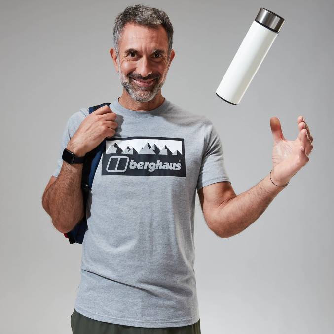 Berghaus moški siva majica s kratkimi rokavi s šiltom 6JTH197 oblačila temno siva