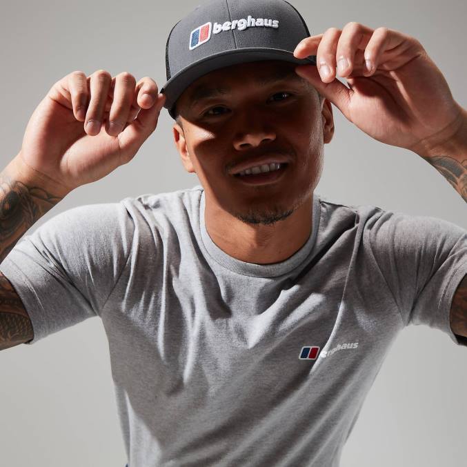 Berghaus moški sprednja in zadnja majica z logotipom 6JTH216 oblačila temno siva