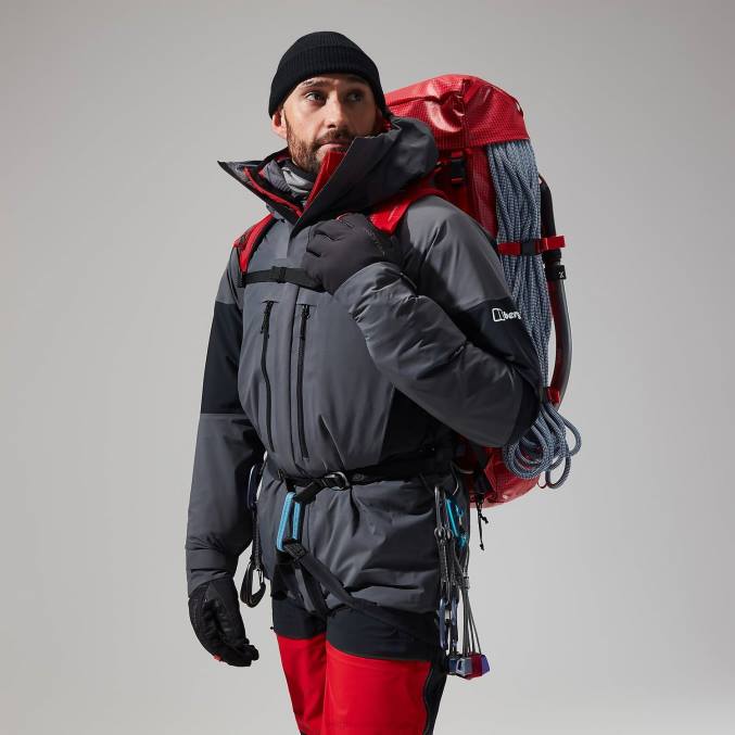 Berghaus moški mtn vodnik gtx pro jakna 6JTH23 oblačila črtasto siva/črna