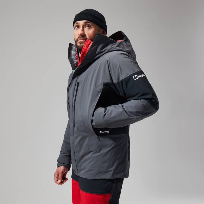 Berghaus moški mtn vodnik gtx pro jakna 6JTH23 oblačila črtasto siva/črna