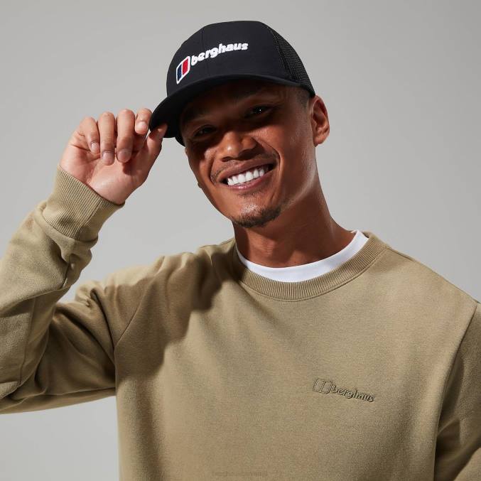 Berghaus uniseks tovornjakarska kapa z prepoznavnim logotipom 6JTH274 pokrivala Črna