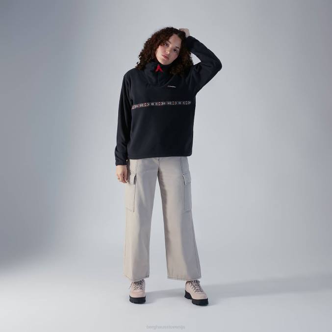 Berghaus ženske prevelik flis aztec s polzadrgo 6JTH453 oblačila Črna