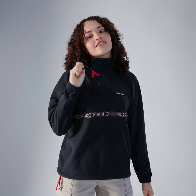 Berghaus ženske prevelik flis aztec s polzadrgo 6JTH453 oblačila Črna