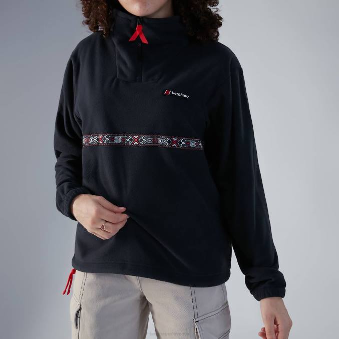 Berghaus ženske prevelik flis aztec s polzadrgo 6JTH453 oblačila Črna