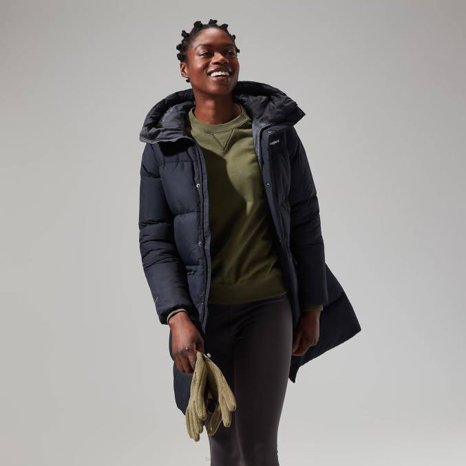 Berghaus ženske dolga jakna z odsevom izgorevanja 6JTH402 oblačila Črna