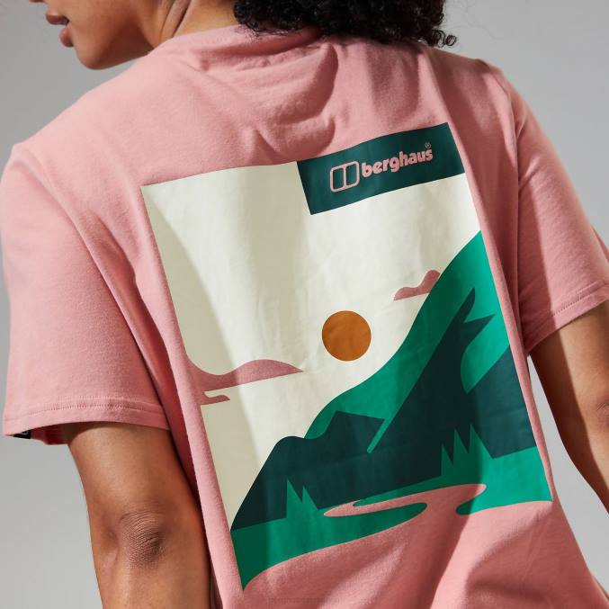 Berghaus ženske boyfriend majica s kratkimi rokavi iz masla 6JTH471 oblačila roza