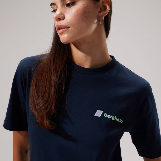 Berghaus ženske cho zine majice s kratkimi rokavi 6JTH493 oblačila temno modra