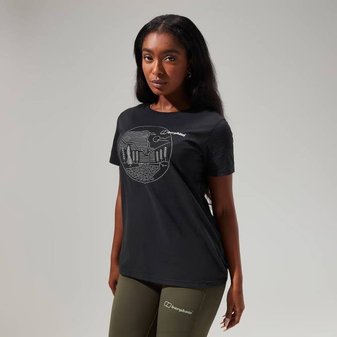 Berghaus ženske linearna krajinska super raztegljiva majica 6JTH479 oblačila Črna