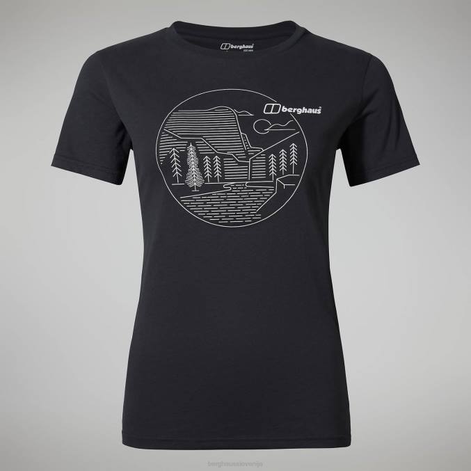 Berghaus ženske linearna krajinska super raztegljiva majica 6JTH479 oblačila Črna