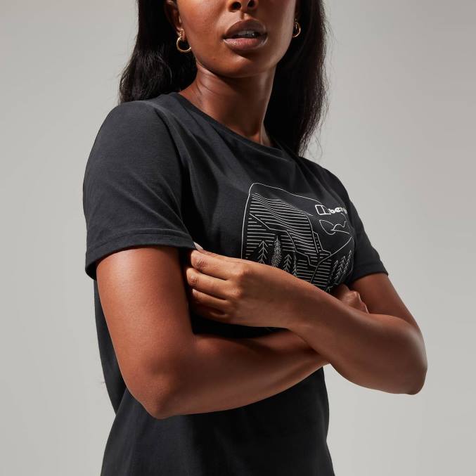 Berghaus ženske linearna krajinska super raztegljiva majica 6JTH479 oblačila Črna