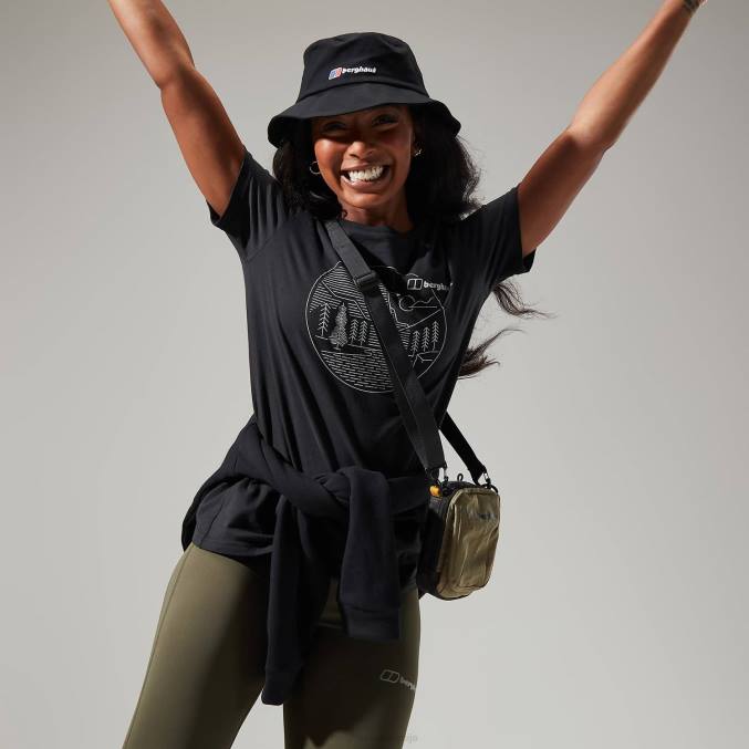 Berghaus ženske linearna krajinska super raztegljiva majica 6JTH479 oblačila Črna