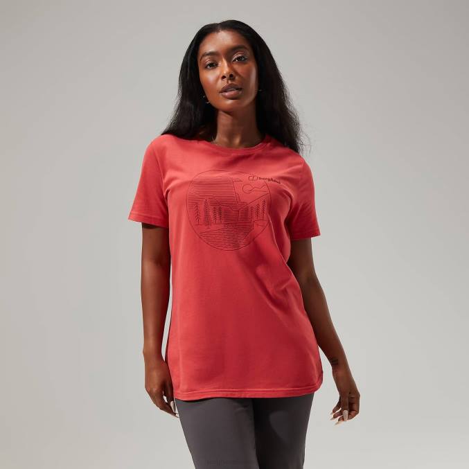 Berghaus ženske linearna krajinska super raztegljiva majica 6JTH480 oblačila rdeča