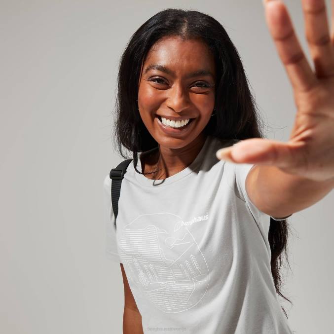 Berghaus ženske linearna ležeča majica s kratkimi rokavi 6JTH481 oblačila svetlo siva