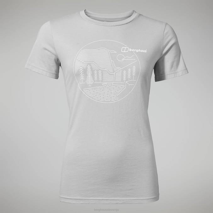 Berghaus ženske linearna ležeča majica s kratkimi rokavi 6JTH481 oblačila svetlo siva