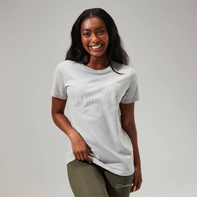 Berghaus ženske linearna ležeča majica s kratkimi rokavi 6JTH481 oblačila svetlo siva