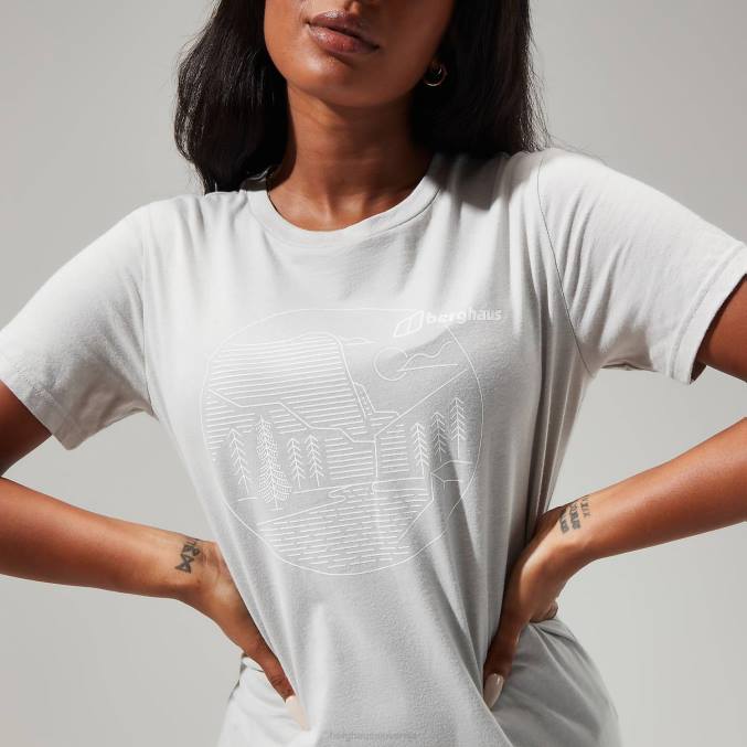 Berghaus ženske linearna ležeča majica s kratkimi rokavi 6JTH481 oblačila svetlo siva