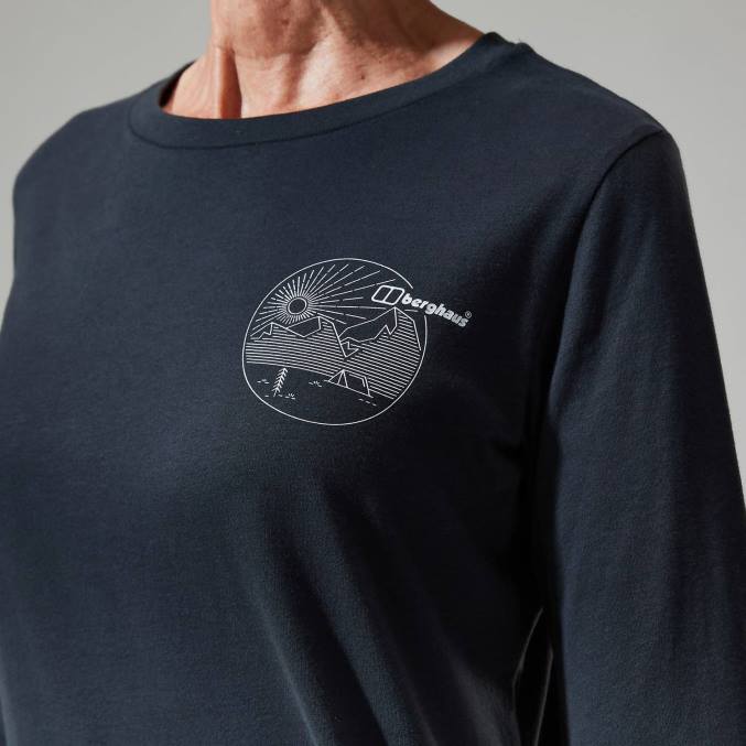 Berghaus ženske linearna ležeča majica z dolgimi rokavi 6JTH477 oblačila Črna