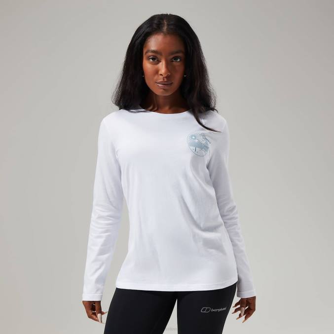 Berghaus ženske linearna ležeča majica z dolgimi rokavi 6JTH478 oblačila bela