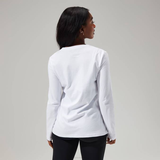 Berghaus ženske linearna ležeča majica z dolgimi rokavi 6JTH478 oblačila bela