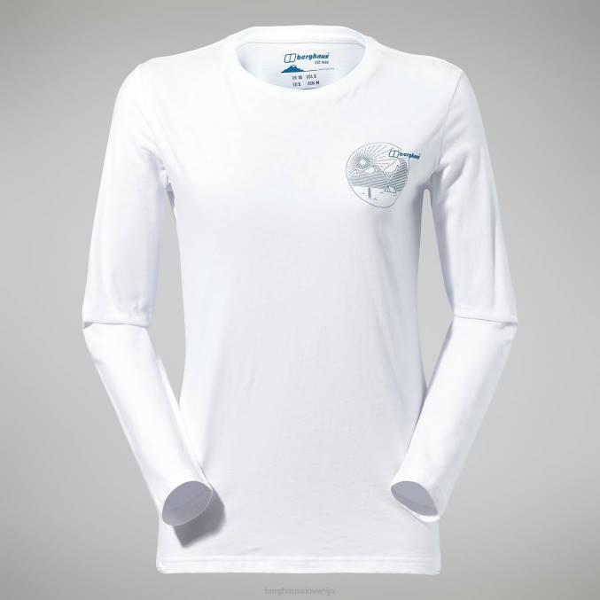 Berghaus ženske linearna ležeča majica z dolgimi rokavi 6JTH478 oblačila bela