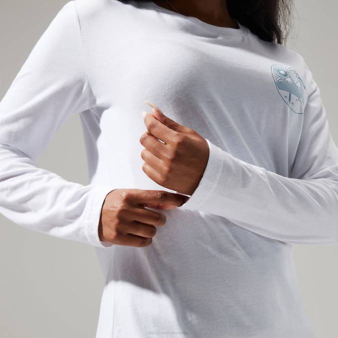 Berghaus ženske linearna ležeča majica z dolgimi rokavi 6JTH478 oblačila bela