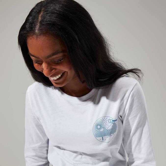 Berghaus ženske linearna ležeča majica z dolgimi rokavi 6JTH478 oblačila bela