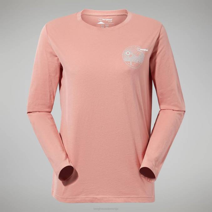 Berghaus ženske linearna ležeča majica z dolgimi rokavi 6JTH483 oblačila roza