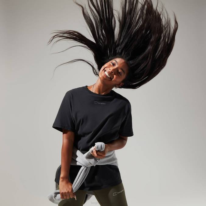 Berghaus ženske majica s kratkimi rokavi z logotipom fanta 6JTH487 oblačila jet črna