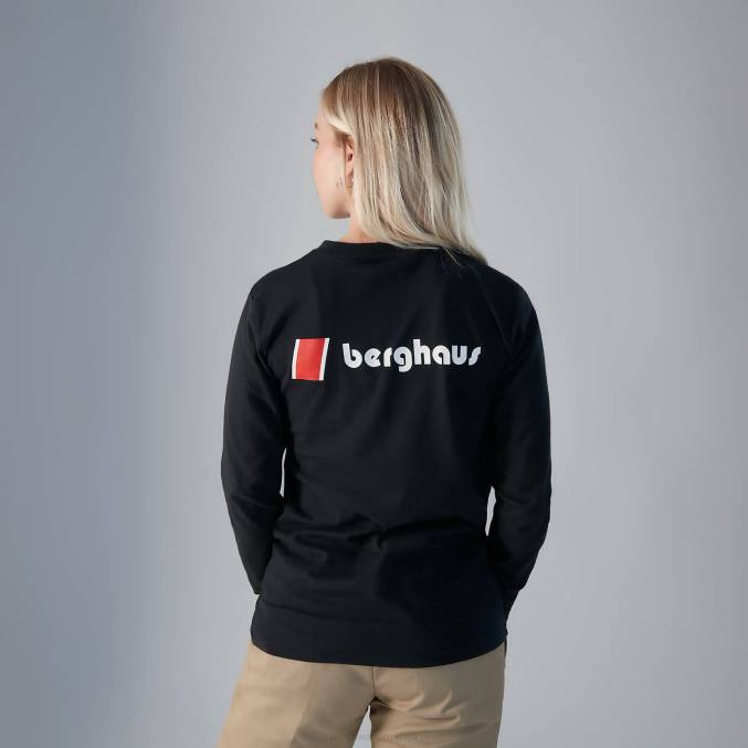 Berghaus ženske majice z dolgimi rokavi heritage f&b logo 6JTH465 oblačila Črna