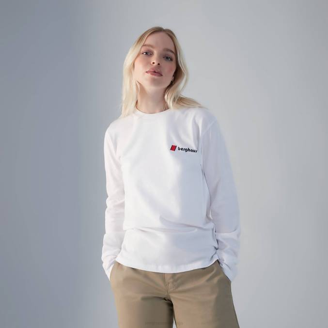 Berghaus ženske majice z dolgimi rokavi heritage f&b logo 6JTH466 oblačila bela