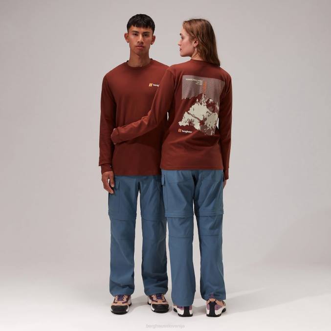 Berghaus ženske statična majica z dolgimi rokavi kanchenjunga 6JTH499 oblačila temno rjava