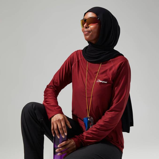 Berghaus ženske 24/7 tech majica z dolgimi rokavi 6JTH502 oblačila temno rdeča