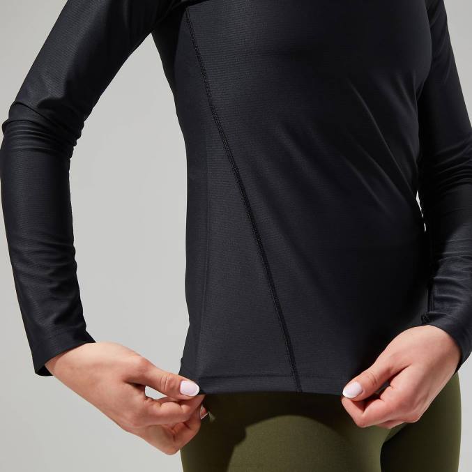 Berghaus ženske 24/7 tech majica z dolgimi rokavi in ​​pol zadrgo 6JTH504 oblačila Črna