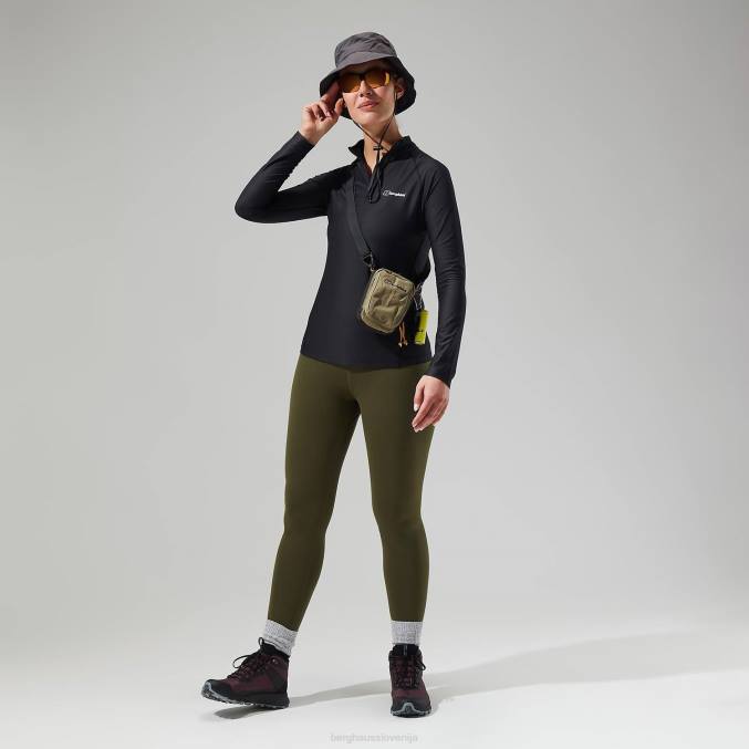 Berghaus ženske 24/7 tech majica z dolgimi rokavi in ​​pol zadrgo 6JTH504 oblačila Črna