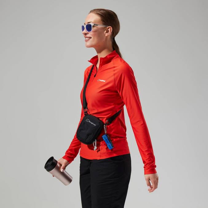 Berghaus ženske 24/7 tech majica z dolgimi rokavi in ​​pol zadrgo 6JTH525 oblačila oranžna