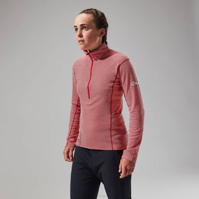 Berghaus ženske mtn vodilo z dolgimi rokavi in ​​pol zadrgo 6JTH522 oblačila visoka rdeča/goji jagoda